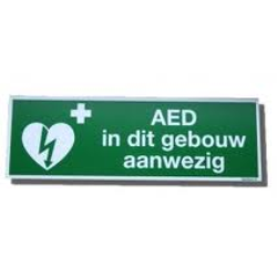 AED Pictogram op bordje "AED in dit gebouw aanwezig"