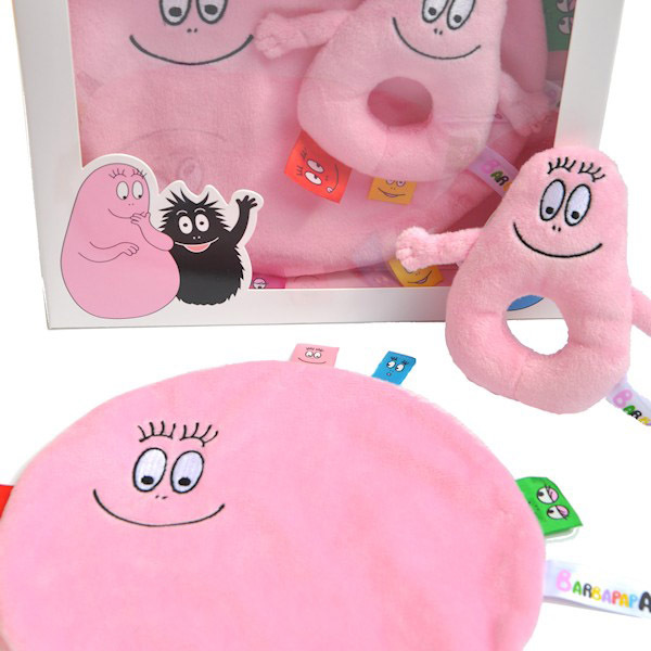A newborn gift Barbapapa cuddle cloth + rattle pink