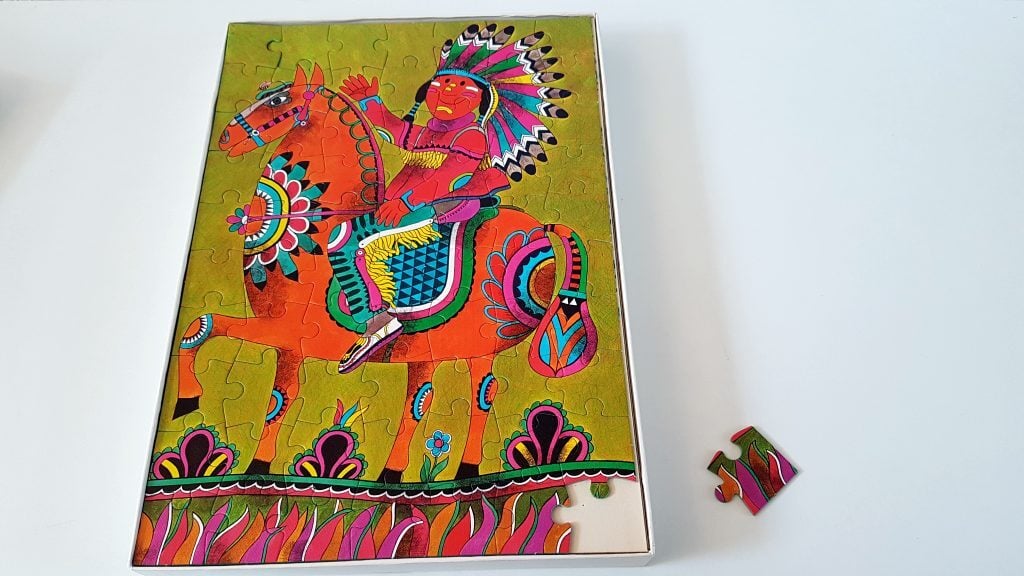 Retro puzzel Indiaan te paard
