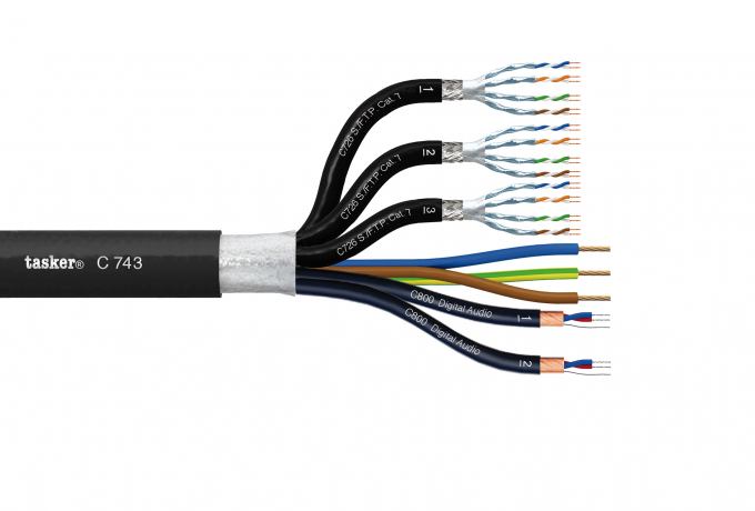 Hybride/Data LAN Komby cable LAN+Power+Digital Audio 4x2x0,14+2x0,22+3x2,25<br />C743