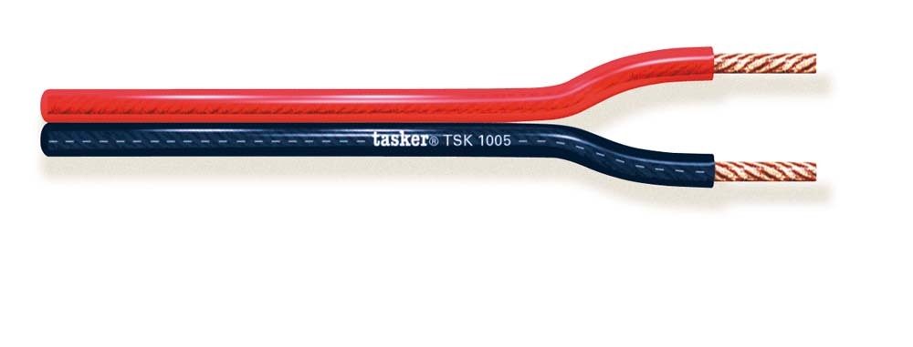 Deelbare transparante rood-zwarte platte kabel 2x4.00<br />TSK1005