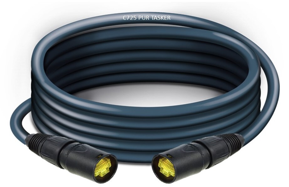 Ethernet Cat 5e Tasker C725PUR kabel Neutrik NE8MX-B-1+NE8MX-B-1 met RJ45-RJ45.Mobiel kabel  In/Outdoor