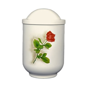 Design urn "Rode roos" (wit)