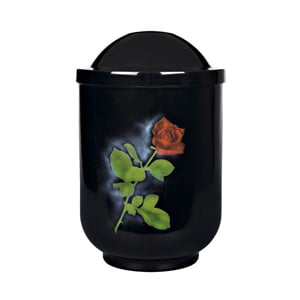 Design urn "Rode roos" (zwart)