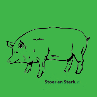 Groen met zwart varken