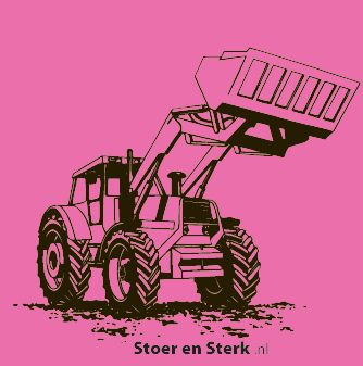 Roze met zwarte tractor