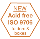Acid free ISO 9706 folders and boxes