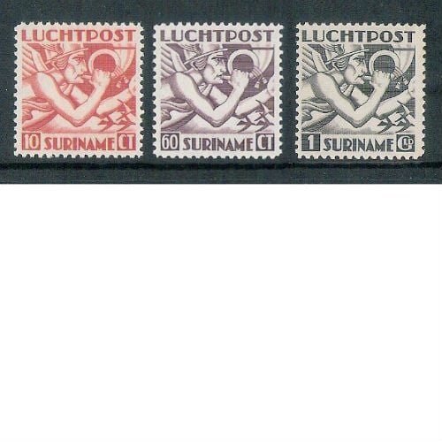 Suriname 1941 Luchtpostzegels Mercuriuskop Engelse druk