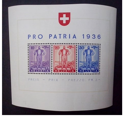 Zwitserland 1936  blok Pro Patria
