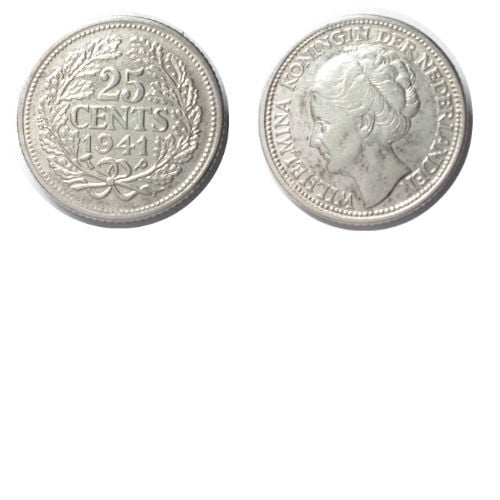 25 cent 1941 PP Koningin Wilhelmina