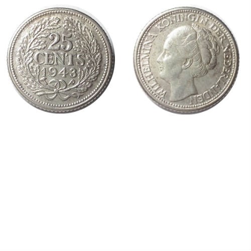 25 cent 1943 PP Koningin Wilhelmina