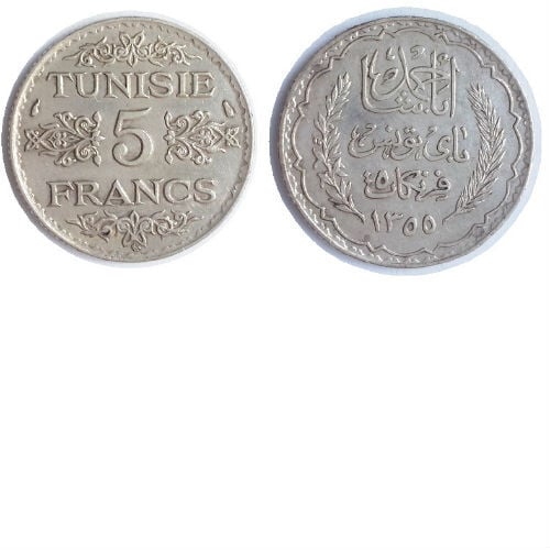 Tunesi&euml; 5 francs 1936
