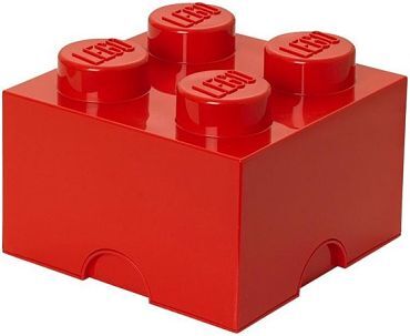Lego Opbergdoos - 4 knoops -Rood