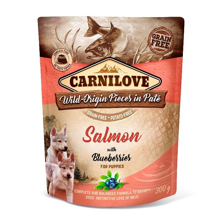 Carnilove Dog Pouch Paté Salmon with Blueberries for Puppies 300g (11+1 gratis)