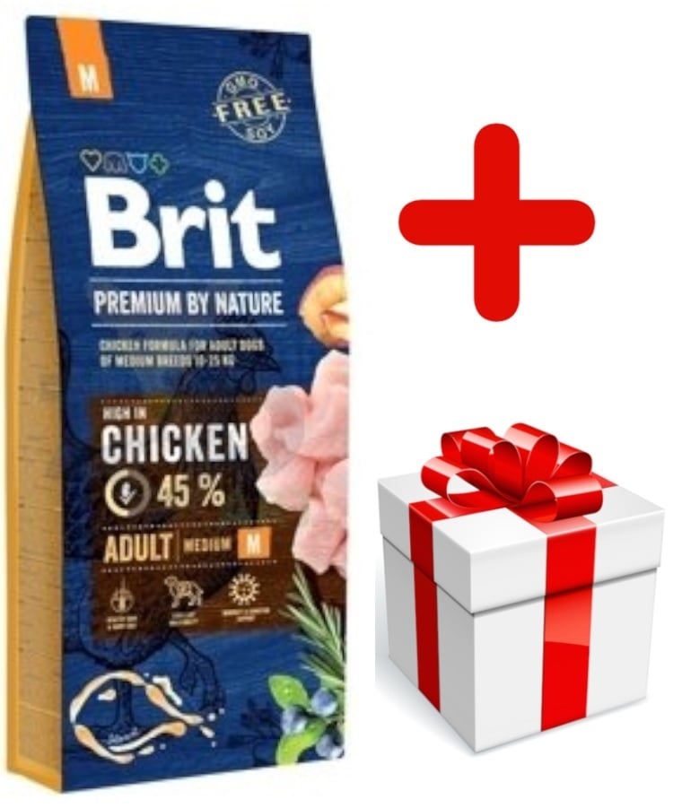 Brit premium by nature adult Medium 45% kip 15kg + bonus