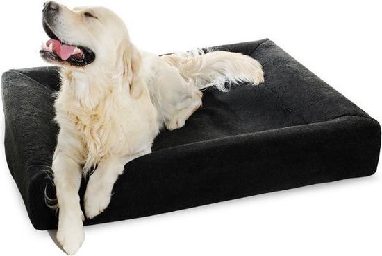Chewies keuze Bia bed hondenmand zwart 120x100x15cm inclusief fleece hoes