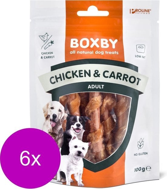 ACTIE Proline Boxby Chicken/Carrots Sticks 100 g - Hondensnacks - 6 x Kip&Wortel&Groente
