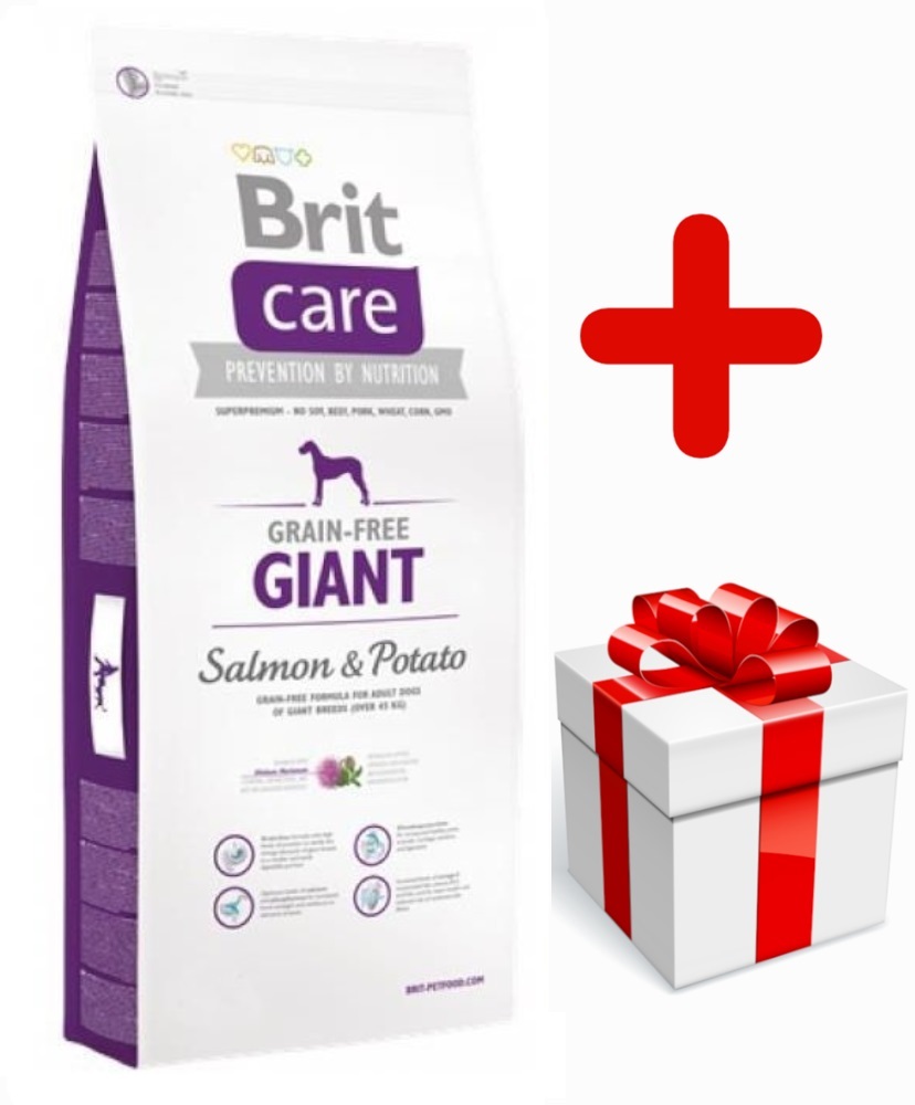 Brit care graanvrij Giant >45kg zalm&aardappel hypo allergeen 12kg + bonus