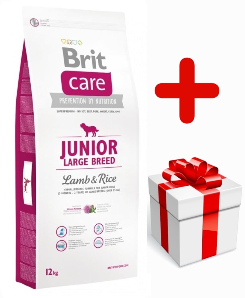 Brit care junior large breed >25kg lam&rijst hypo-allergeen 12kg + cadeau