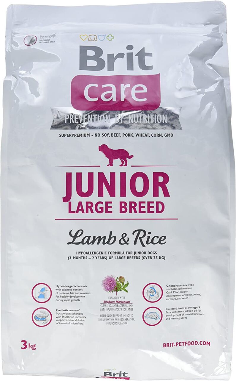 Brit care junior large breed >25kg lam&rijst hypo-allergeen 3kg