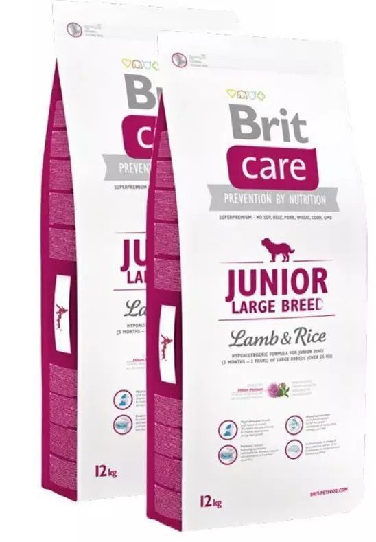 Brit care junior large breed lam en rijst hypo allergeen (2x12kg) + bonus