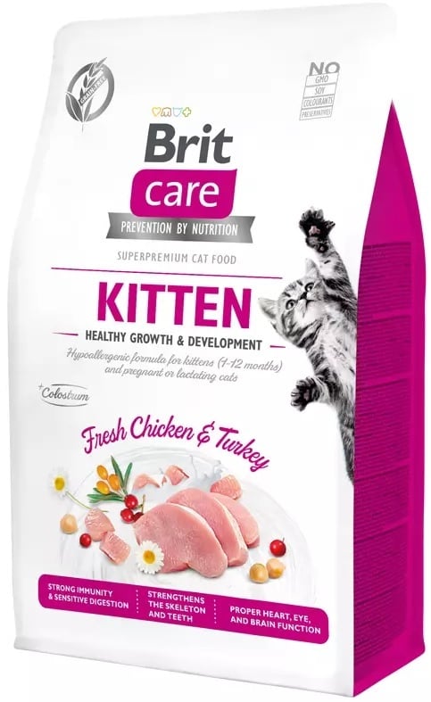 actieprijs a merk Brit care cat graanvrij kitten healthy growth&development 400gr probeerverpakking