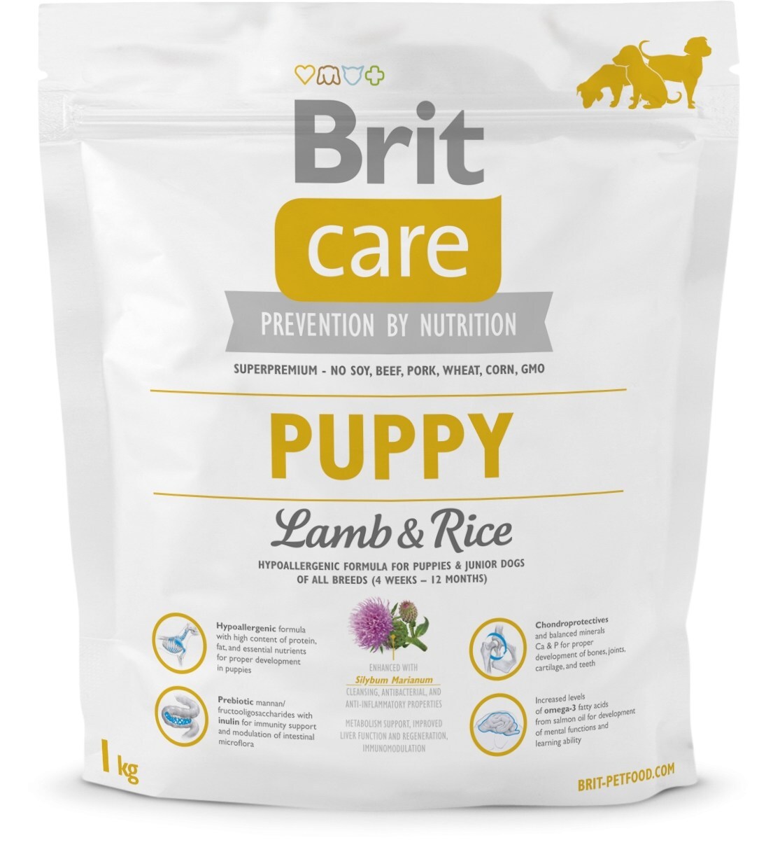 Brit care puppy lam&rijst hypo allergeen 1kg probeerverpakking