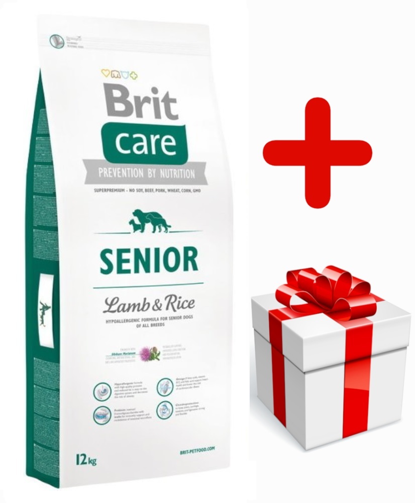 Brit care Senior lam&rijst hypo allergeen 12kg + bonus (vanaf €5,95)