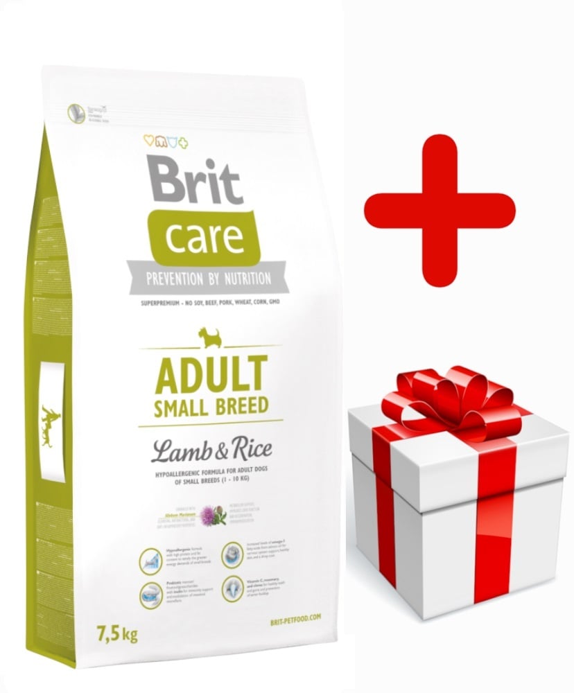 Brit care adult small breed 1-10 kg lam&rijst hypo allergeen 7,5kg + bonus