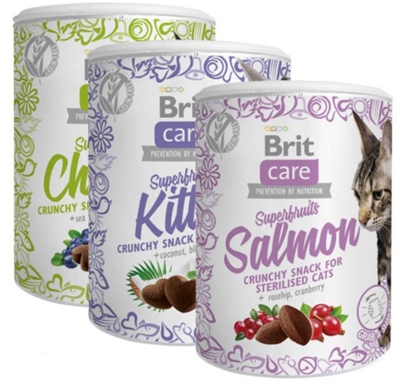Brit care snacks superfruits 3 x 50 gram kittens/chicken/zalm