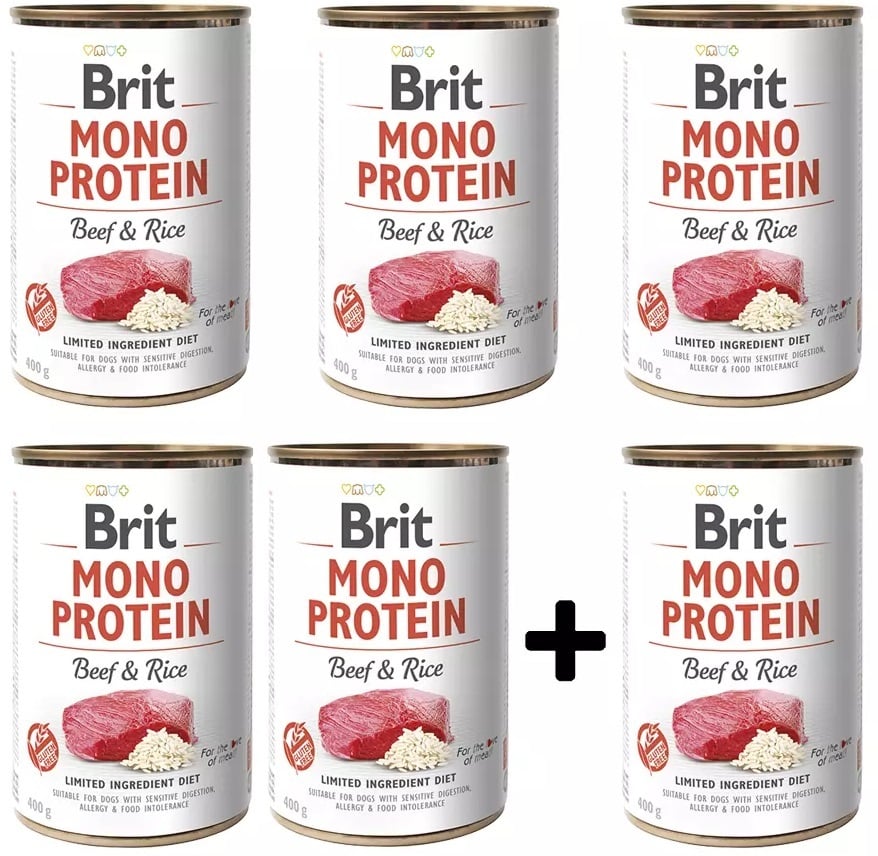 Brit mono protein Beef & Rijst 400 gram 5+1 gratis ** tijdelijk niet leverbaar