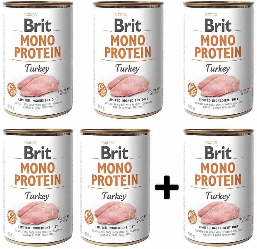 Brit mono protein Kalkoen 400 gram 5+1 gratis ** tijdelijk niet leverbaar!