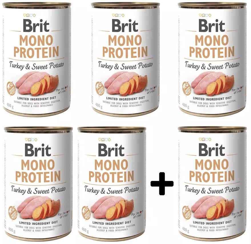 Brit mono protein Kalkoen & Zoete aardappel 400 gram 5+1 gratis ** tijdelijk niet leverbaar