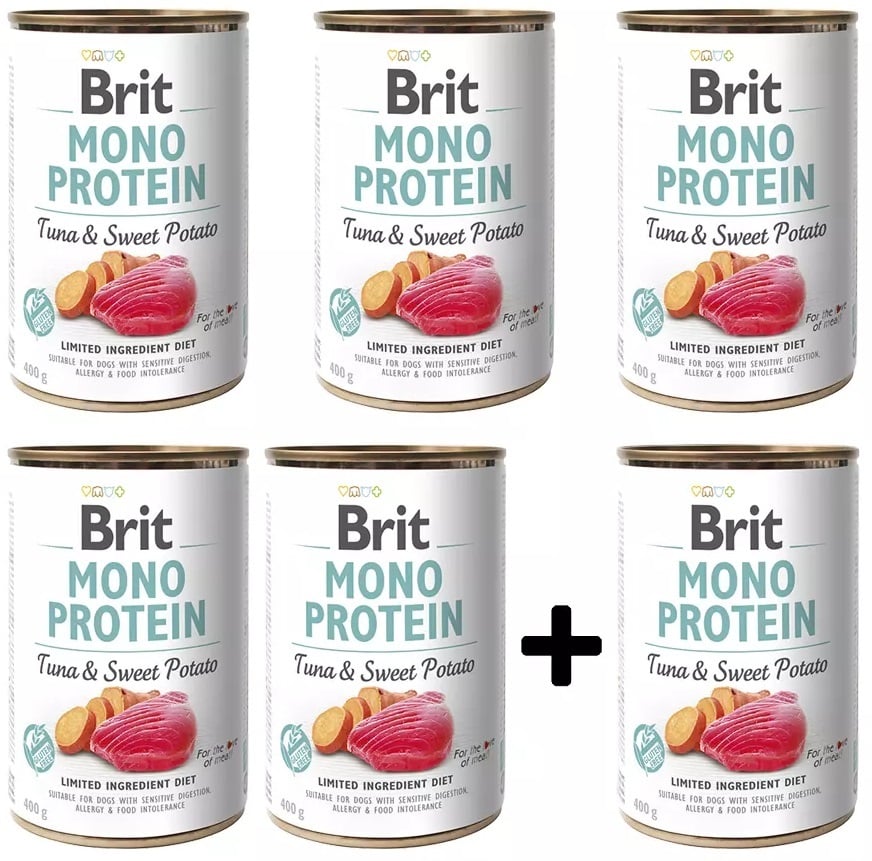 Brit mono protein Tonijn met zoete aardappel 400 gram 5+1 gratis