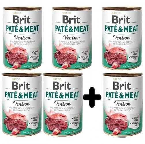 Brit pate & Meat hert graanvrij 400 gram 5+1 gratis