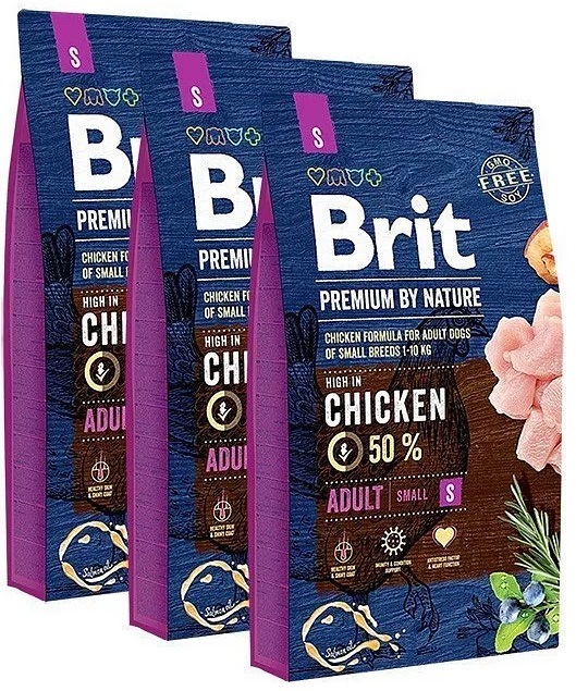 Brit Premium by nature adult small 8kg 55% kip 3 x 8kg nu €68,95 (€22,98 per zak)