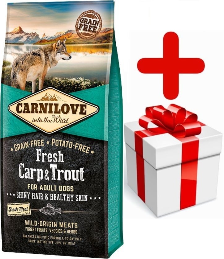 Carnilove adult hondenvoer Fresh Karper&Forel (70% vis) 12kg + bonus