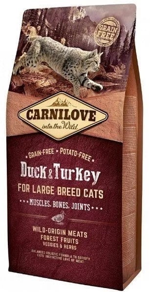 Carnilove Eend&Kalkoen Large breed cats graanvrij 6kg