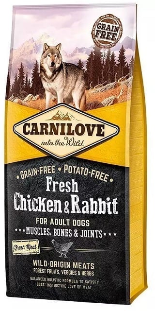 Carnilove adult hondenvoer fresh kip&konijn 2x12kg dubbelpack + bonus