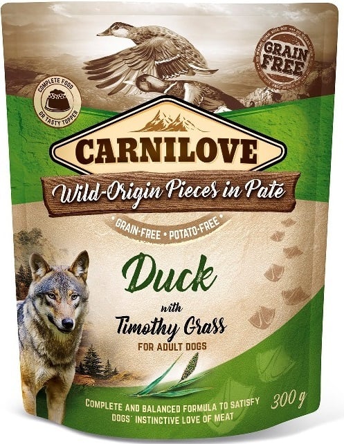 Carnilove Dog Pouch Paté Duck with Timothy Grass 300 g