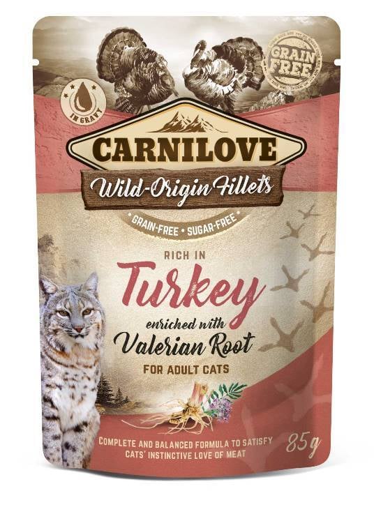 Carnilove cat pouch rich in Turkey enriched with Valerian 85 gram