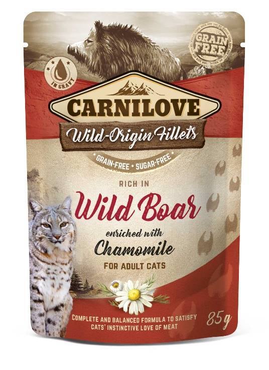 Carnilove kat pouch rich in Wild Boar verrijkt met kamille 85 gram