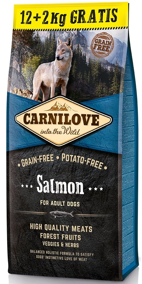 Carnilove adult hondenvoer Zalm (70% vlees!) 12+2kg gratis