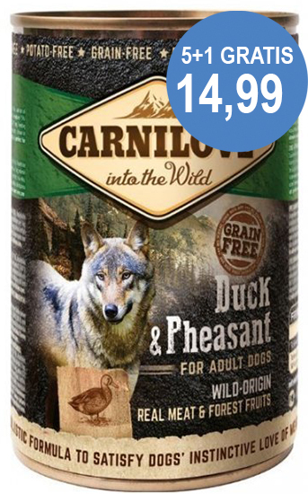 Carnilove Eend&fazant adult pate (met 70% vlees!) 400gram 5 + 1 gratis **tijdelijk niet leverbaar!