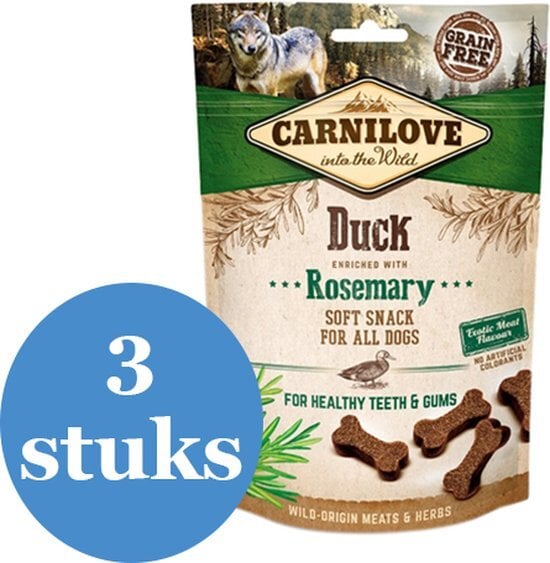Carnilove soft Snack Eend / Rozemarijn - 3 x 200 g