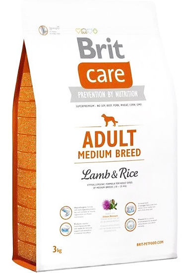 Brit Care adult medium breed 10-25kg Lam&rijst hypo-allergeen 3kg