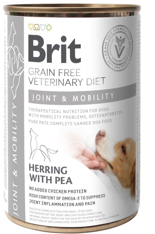 Brit grainfree veterinary diet Joint & Mobility haring & erwt NEEM CONTACT MET ONS OP OM DIT ARTIKEL TE BESTELLEN