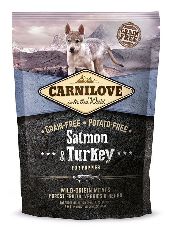 aktie Carnilove hondenvoer Zalm en Kalkoen puppy (70% vlees!) 1,5kg probeerverpakking
