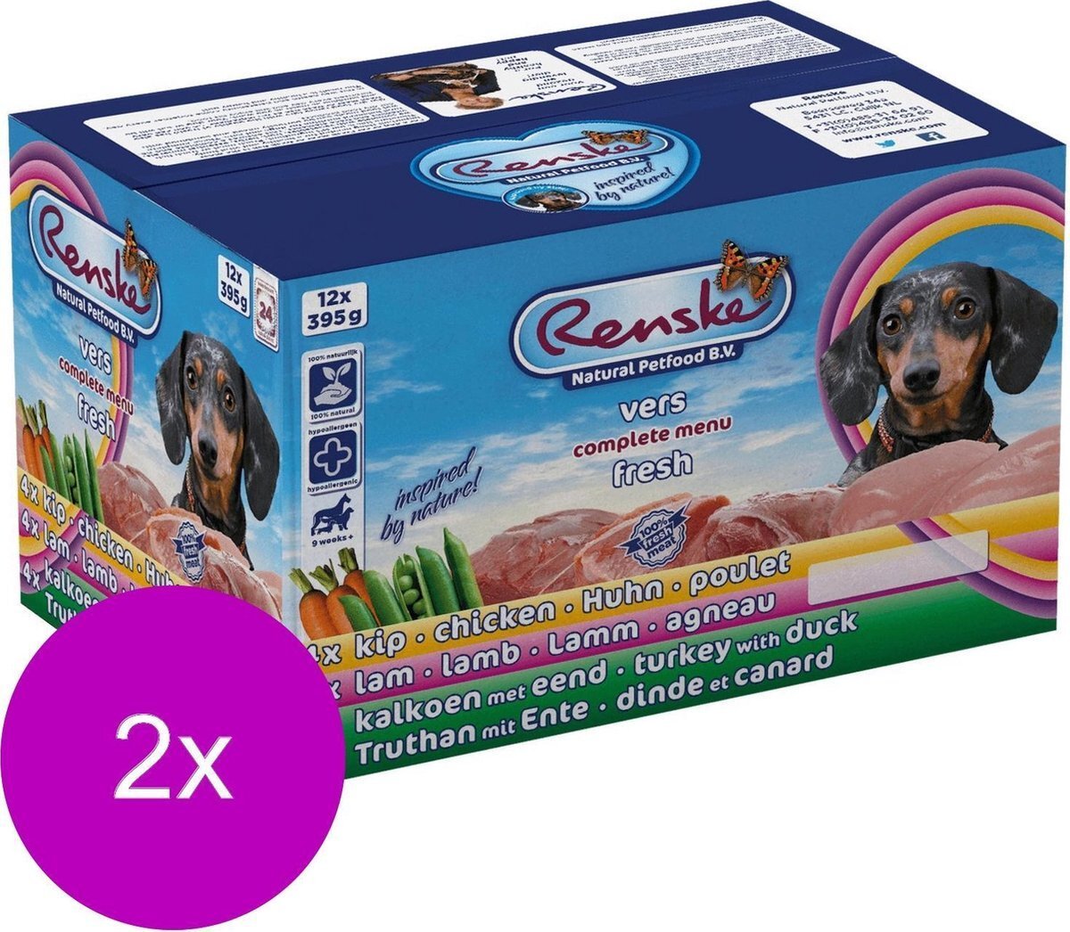actie Renske super premium adult eend/konijn 12kg + 2 vleesstrips