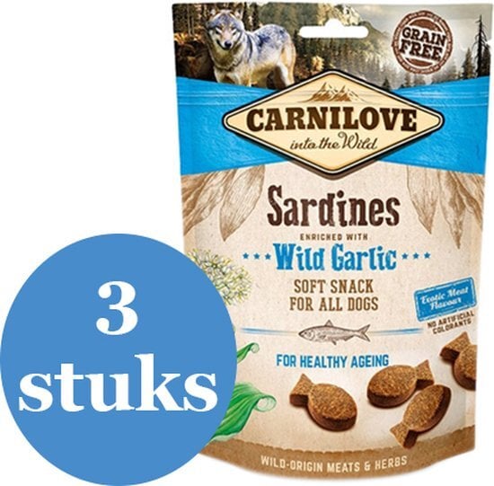 Carnilove Crunchy Snack Sardines / Wilde Knoflook - 3 x 200 g